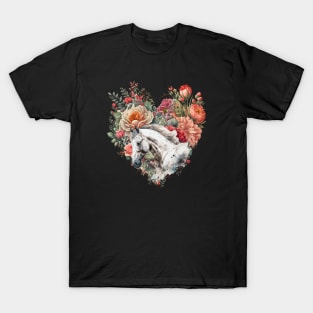 Horse in The Floral Heart T-Shirt